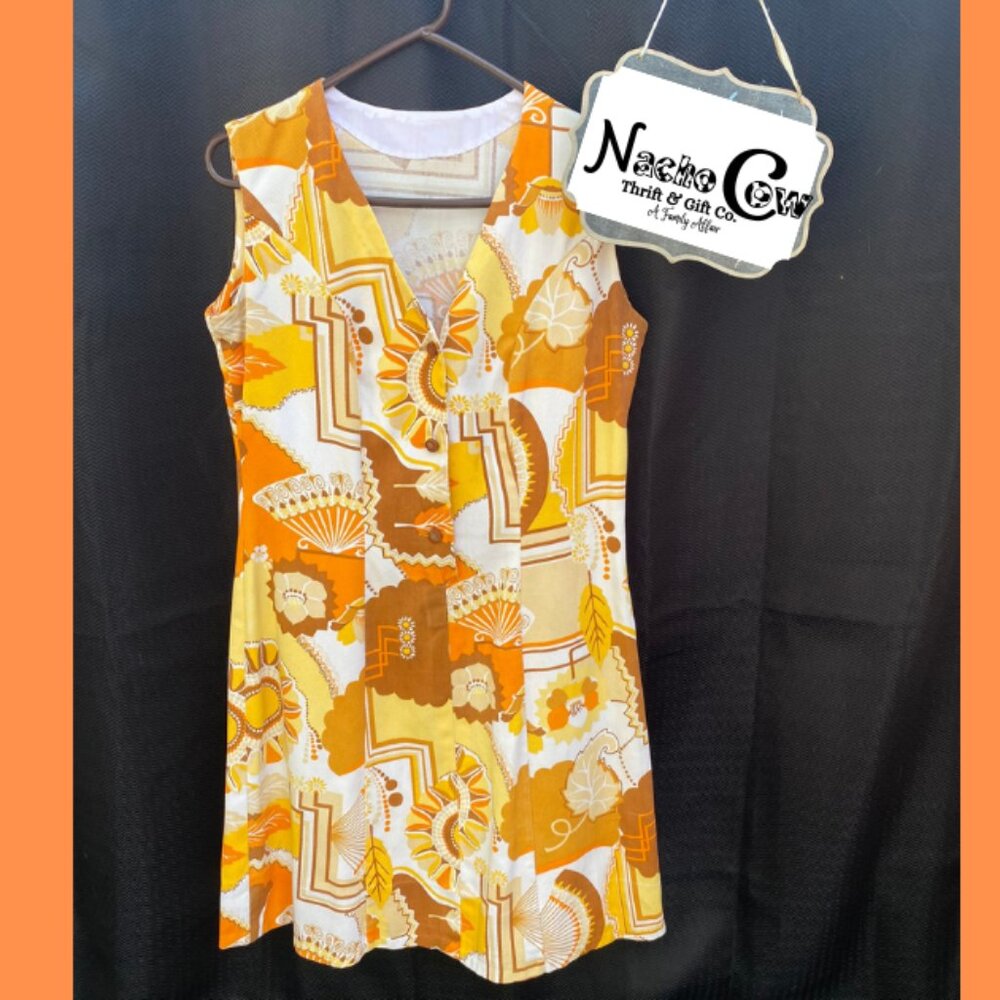 Vintage 1960s Handcrafted European Smock Blouse | Orange Yellow Mod Top S